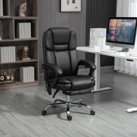 Vinsetto 6 Point Vibration Massage Office Chair, PU Leather Reclining Computer Chair with Adjustable Height, Black(m-2)