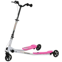 HOMCOM Y Fliker Scooter, Outdoor Swing Wiggle Scooter, 3 Wheel Scooter for 6-8 Years Old, Pink(m-11)