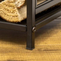 HOMCOM Firewood Rack with 4 Tools, Log Holder for Fireplace, Outdoor Indoor Wood Storage Stacker, 18.1" x 11.8" x 27.6", Black(m-9)