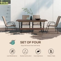 Outsunny Set of 4 Outdoor Dining Chairs, Heavy Duty Stackable Patio Dining Set with Armrests for Balcony Garden, Grey(m-4)