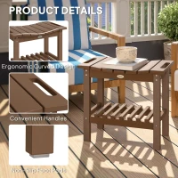 Outsunny HDPE Shower Bench, Waterproof Shower Stool with Handle, Storage Shelf, Non-Slip Pads for Indoor Outdoor, Brown(m-6)