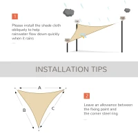 Outsunny Triangle 12' Canopy Sun Sail Shade Garden Cover UV Protector Outdoor Patio Lawn Shelter with Carrying Bag, Sand(m-7)