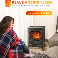 HOMCOM Fireplace Stove, Electric Fireplace Heater with Realistic LED Flames and Logs, 725W/1450W, Black(m-4)