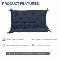 Outsunny Porch Swing Cushion Garden Bench Cushion with Backrest, Non-Slip 2-seater Soft Pad, Swing Chair Mat Replacement for Indoor and Outdoor, 39.4" x 38.6", Dark Blue(m-5)