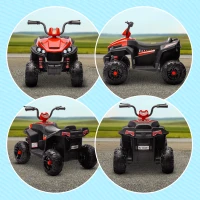 Qaba 12V Kids ATV with Four Wheels Spring Suspension, Forward & Backward, LED Light, MP3, Music, Red(m-10)