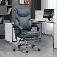 Vinsetto 6 Point Vibration Massage Office Chair, PU Leather Heated Reclining Computer Chair with Footrest, Grey(m-1)