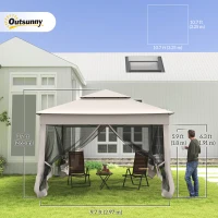 Outsunny 11' x 11' Pop Up Canopy 2-Tier Soft Top Shelter Event Tent w/ Netting Carry Bag for Patio Backyard Garden, Cream White(m-3)
