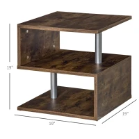 HOMCOM 3 Tier S-Shaped Side Table, Industrial End Table, Small Coffee Table with Open Storage Shelf for Living Room(m-3)
