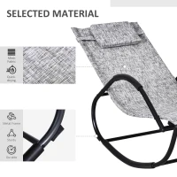 Outsunny Outdoor Rocking Chair, Chaise Lounge Pool Chair for Sun Tanning, Sunbathing Rocker, Armrests & Pillow for Patio, Lawn, Beach, Large, Gray(m-6)