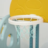 Qaba 5 in 1 Toddler Slide and Swing Set with Adjustable Seat Height and Basketball Hoop, Ring Toss Game, Freestanding Kids Climber Slide Playset with Basket Ball for Indoor Playground 18-60 Months(m-8)
