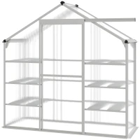 Outsunny 6.3' x 2.3' x 6.1' Outdoor Polycarbonate Greenhouse with 3-Tier Shelves, Cold Frame Greenhouse with Sliding Door and Aluminum Frame(m-11)