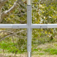 PawHut Galvanized Large Metal Chicken Coop Cage Walk-in Enclosure Poultry Hen Run House Playpen Rabbit Hutch with Cover for Outdoor Backyard 9.2' x 18.7' x 6.5' Silver(m-9)