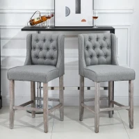 HOMCOM Set of 2 40Inch Button Tufted Bar stools High Counter Dining Height Chairs Grey(m-8)
