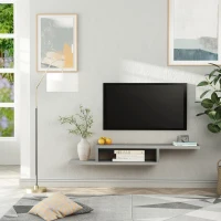 HOMCOM Wall Mounted Media Console, Floating TV Stand, Entertainment Center Unit, Grey(m-6)