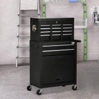 DURHAND 6-Drawer Tool Chest Set with 4 Wheels, Lockable Rolling Tool Box and Storage Cabinet for Garage Factory Workshop, Black(m-8)