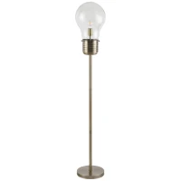 HOMCOM Industrial Tall Pole Floor Lamp with Metal Base, Modern Standing Lamp, Bulb-Shaped Glass Shade, On/Off Foot Switch, E26 Bulb Base for Bedroom, Living Room, Bronze(m-1)