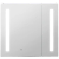 kleankin LED Medicine Cabinet with Mirror and Lights, 27.5" x 25.5" Lighted Bathroom Wall Cabinet, Bathroom Mirror Cabinet with Adjustable Shelf, USB Charge, White(m-2)