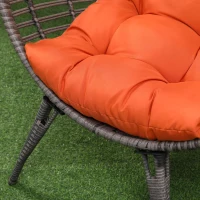 Outsunny Patio Wicker Egg Chair w/ Soft Cushion, Teardrop Cuddle Seat, Outdoor / Indoor Patio Chair, PE Plastic Rattan Furniture with Adjustable Height Feet Pads, Orange(m-8)