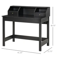 HOMCOM Rectangle Computer Desk with Display Shelves Drawers Home Office Table Workstation Black Wood Grain(m-3)