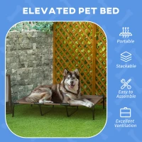 PawHut XL Elevated Dog Bed, Outdoor Raised Dog Bed, Portable Pet Cot w/Carry Bag Metal Frame Breathable Mesh Indoor and Outdoor Tan(m-4)