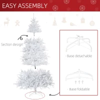 HOMCOM 7FT Artificial Christmas Tree Holiday Xmas Tree with Foldable Feet Home Indoor Holiday Decoration White(m-6)
