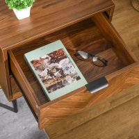 HOMCOM Bedside Table, Nightstand for Bedroom, End Side Table Dresser Storage with 2 Drawers, Walnut Brown(m-9)