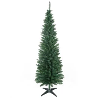 HOMCOM 6' Artificial Pencil Christmas Tree, Slim Xmas Tree with 390 Realistic Branch Tips and Plastic Stand, Green(m-11)
