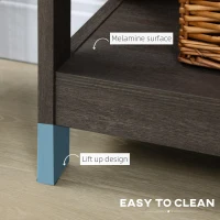 HOMCOM Industrial Style Corner Open Bookshelf with Storage Shelves and Metal X Bar Frame for Living Room, Dark Gray(m-5)