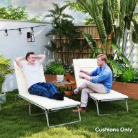 Outsunny Foldable Chaise Lounge Cushion Set of 2, Outdoor Lounge Chair Cushion Set, UPF50+ 230gsm Olefin, 80" x 26" Cream White(m-7)