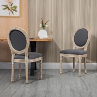 HOMCOM French-Style Upholstered Dining Chair Set, Armless Accent Side Chairs with Backrest and Linen-Touch Upholstery, Set of 2, Gray(m-10)