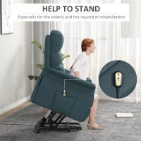 HOMCOM Lift Chair for Elderly, Power Chair Recliner with Remote Control, Side Pockets for Living Room, Blue(m-4)