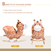 Qaba Kids Plush Rocking Horse Giraffe Style Themed Ride-On Chair Toy With Sound Brown(m-5)