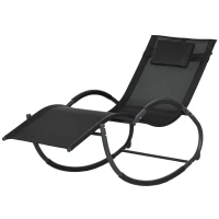 Outsunny Outdoor Rocking Chair, Patio Zero Gravity Rocker with Mesh Seat and Padded Pillow for Indoor, Garden, Black(m-2)