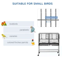 PawHut Large Double Rolling Metal Bird Cage Bird House w/ Removable Tray Storage Shelf(m-5)