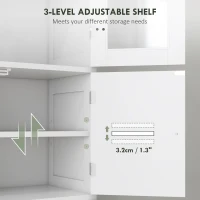 HOMCOM Freestanding Bathroom Cabinet with Glass/Louvred Doors, Tall Bathroom Storage Cabinet with Adjustable Shelf, White(m-5)