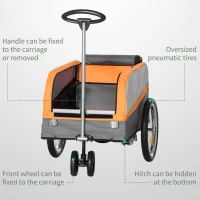 Aosom Bike Cargo Trailer & Wagon Cart, Multi-Use Garden Cart with Luggage Box, Quick Release 16'' Big Wheels, Safety Reflectors, Hitch and Handle(m-6)