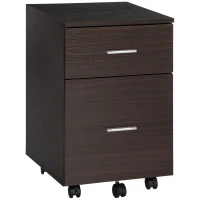 Vinsetto Mobile Filing Cabinet, Vertical File Cabinet with 2 Drawers, Wheels, for Letter or A4 File, Brown(m-13)