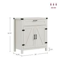 HOMCOM Modern Farmhouse Sideboard with Storage, Buffet Cabinet with 2 Barn Doors and Drawer for Dining Room, White Oak(m-3)