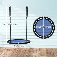 Qaba 39 inch Saucer Tree Swing Set for Kids with Adjustable Hanging Ropes for Outdoor, Backyard, Navy Blue(m-3)