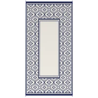 Outsunny 9' x 18' Outdoor RV Rug, Reversible Patio Floor Mat with Carry Bag, Gourd Border, Blue and White(m-2)