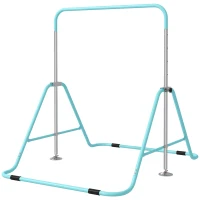 Qaba Folding Gymnastics Bar for Kids, Adjustable Height, Green(m-1)