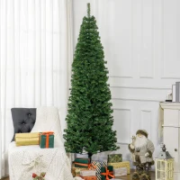 HOMCOM 7FT Pencil Christmas Tree, Artificial Christmas Tree with Automatic Open for Home Party, Green(m-8)
