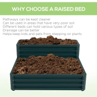 Outsunny 2 Tier Galvanized Raised Garden Bed, Steel Planter Box for Vegetables, Flowers, Herbs, 47" x 40" x 23", Green(m-6)