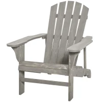 Outsunny Wood Adirondack Chair, Outdoor Patio Muskoka Chair with Slatted Design for Deck, Garden, Backyard, Fire Pit, Light Grey(m-11)