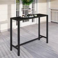 Outsunny Bar Height Outdoor Table, 48" Metal Patio Bar Table with Slatted Top for Hot Tub, Backyard, Poolside, Black(m-9)