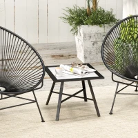 Outsunny Small Outdoor Side Table, Patio Side Table with SPC Tabletop for Garden, Patio, Lawn, Grey(m-8)