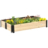 Outsunny Foldable Raised Garden Bed, Wooded Elevated Ground Planter Box with Insert Extended Steel Corners, 47 x 31 x 9in, for Vegetables, Flower, Herb(m-1)