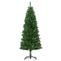 HOMCOM 5FT Pencil Christmas Tree, Artificial Christmas Tree with Automatic Open for Home Party, Green(m-11)