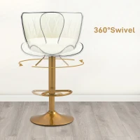 HOMCOM Counter Height Bar Stools Set of 2, Adjustable Height Bar Chairs with Swivel Seat, PU Leather Upholstery(m-5)