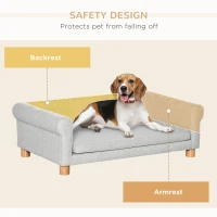 PawHut Modern Pet Sofa Cat or Medium Large Dog Bed W/ Removable Seat Cushion, Light Grey(m-5)